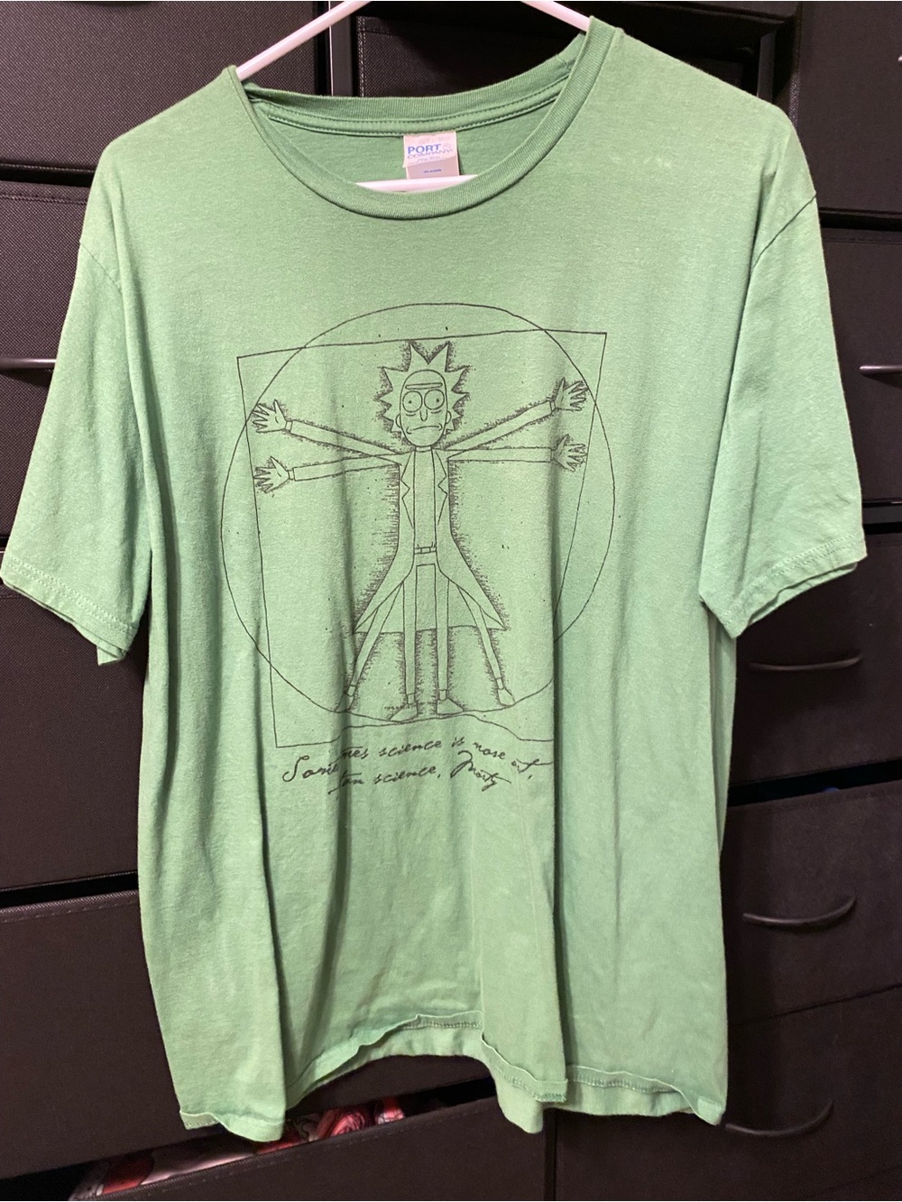 Men's Light Green Graphic Short Sleeve Tee - Rick Illustration